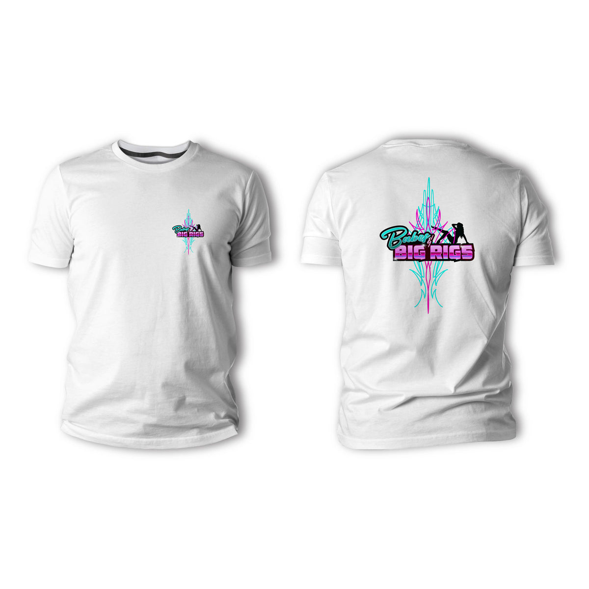 Teal and Pink Pinstripe Babes and Big Rigs Shirts and Hoodies